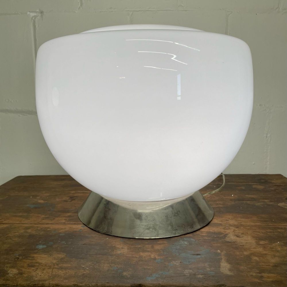 Large Mid-Century Modern Handblown Glass and Chrome Table / Desk Lamp, Italian