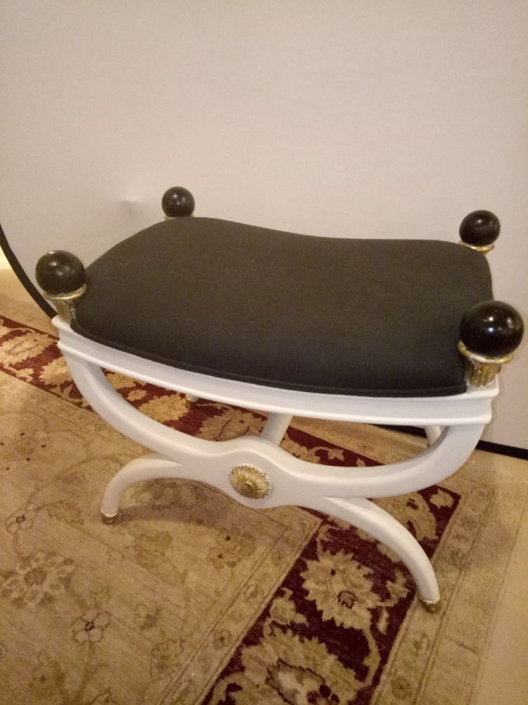 White Painted and Gilt Decorated X from Bench / Footstool
