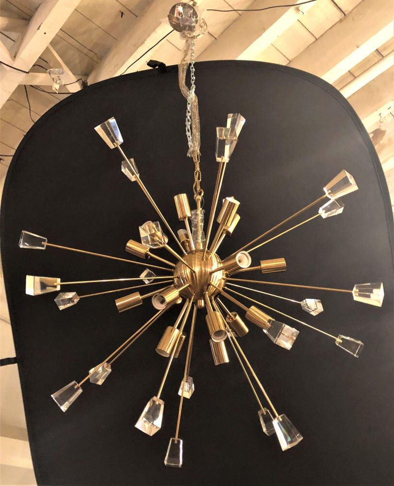 Mid-Century Modern Style Brass Eighteen-Light Sputnik Chandelier
