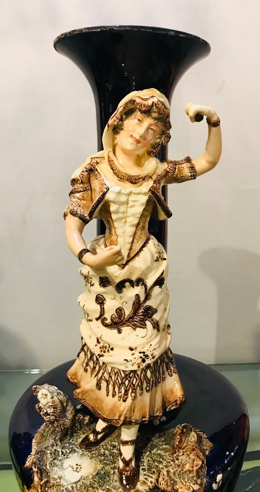 Two Large Porcelain French 19th-20th Century Figurative Vases or Male & Female