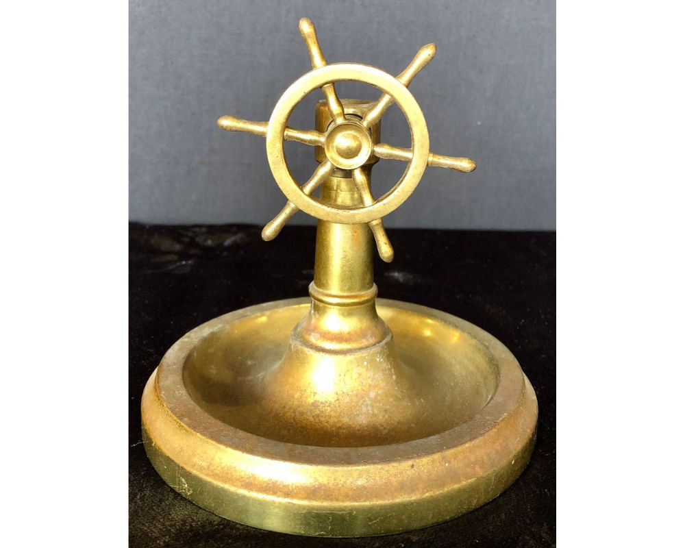 Antique Brass Wheel Cigar Cutter Tobacco Accessory