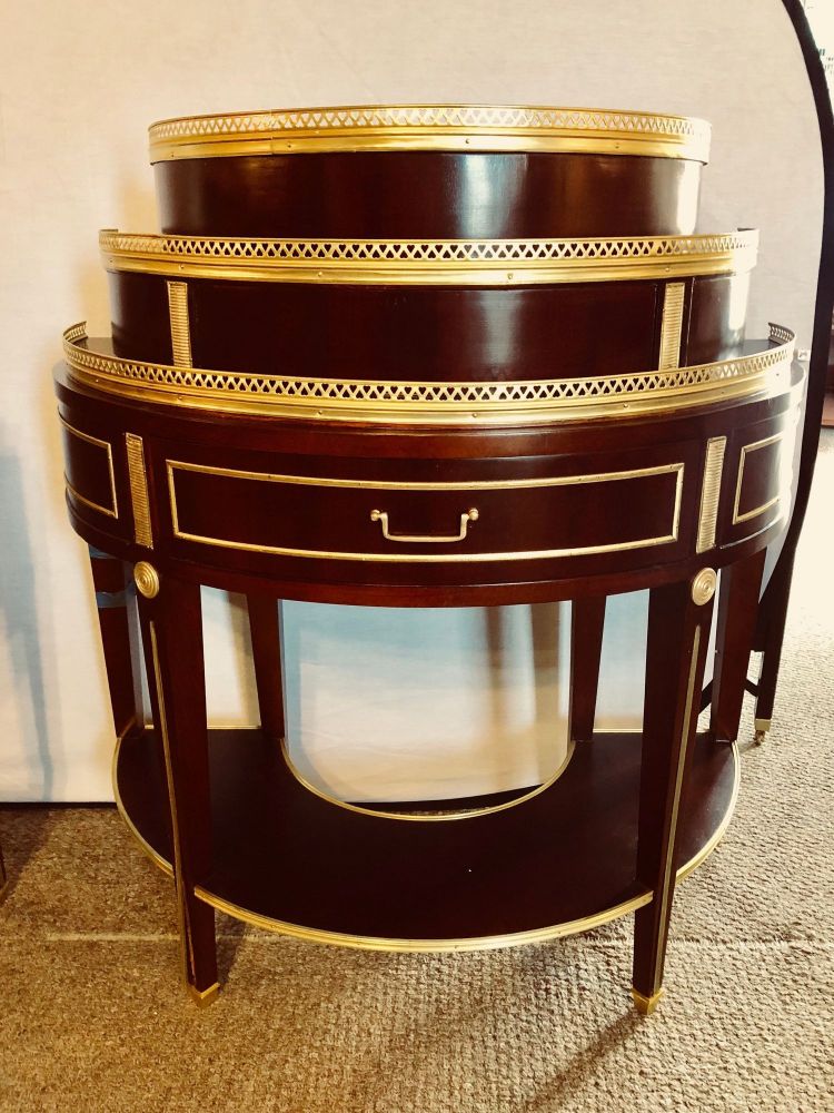Pair of Russian Neoclassical Style Demilune End Tables or Nightstand Commodes
