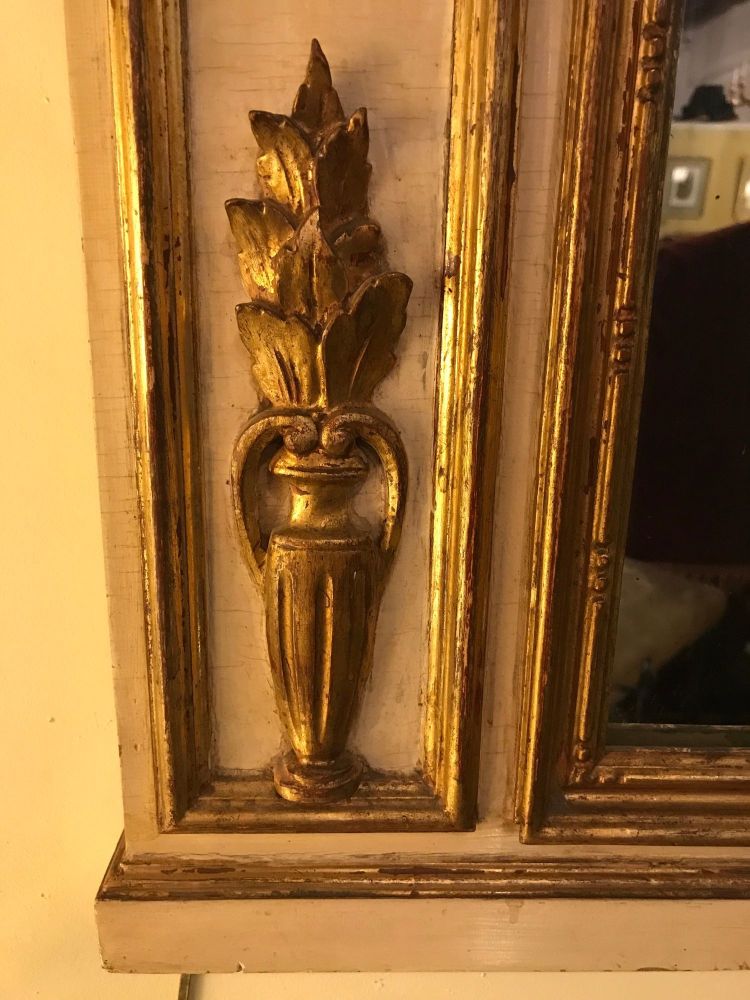 Louis XVI Style Painted & Parcel-Gilt Trumeau Console or over the Mantle Mirror