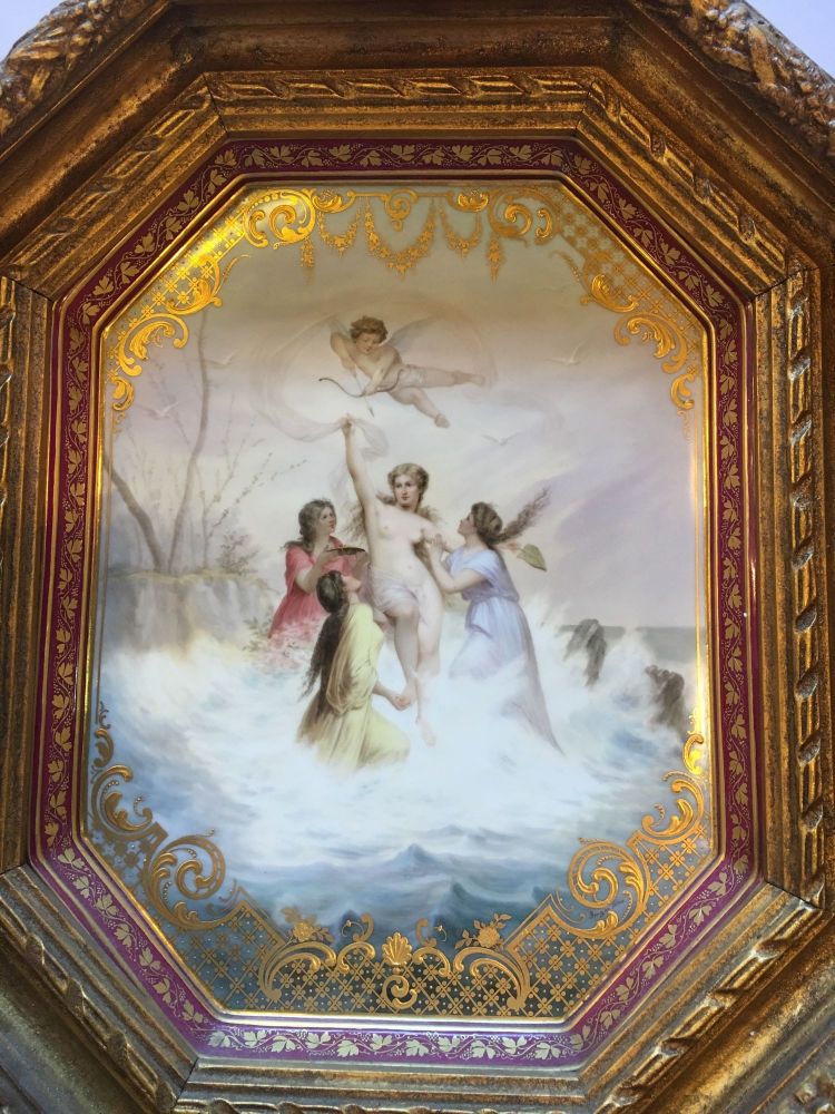 Trimph Der Venus Royal Vienna Platter Framed Signed and W Bee Hive Marking