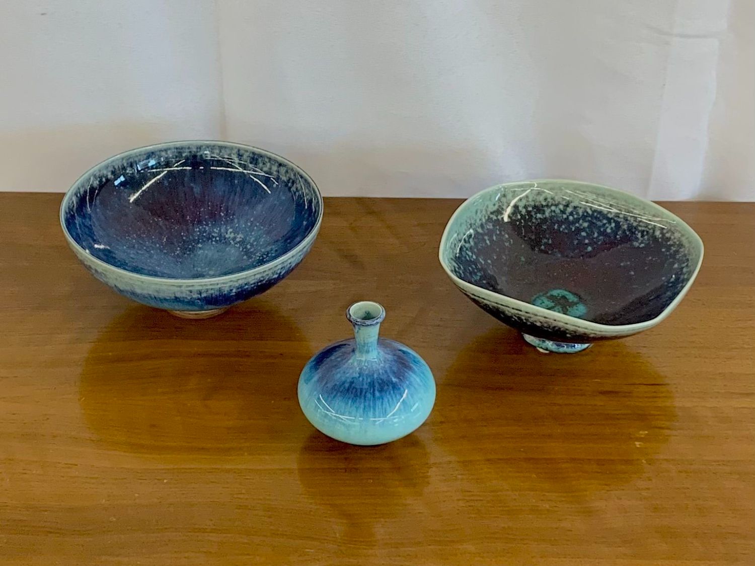 Swedish Mid Century Modern Studio Stoneware by Berndt Friberg, Vase, Bowl
