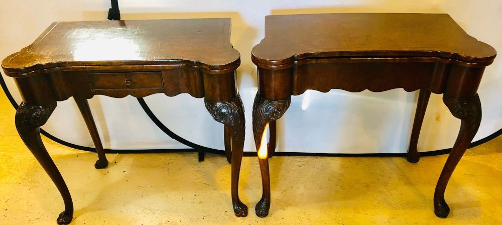 Pair of 18th-19th Century Georgian Compatible Card / Game or Flip Top Tables
