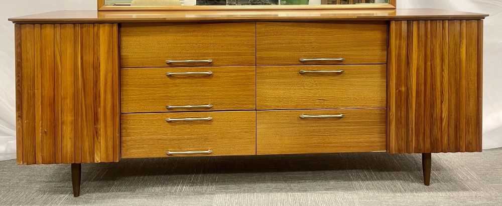 Mid-Century Modern Sideboard, Dresser, Attached Mirror, Bedroom Set,