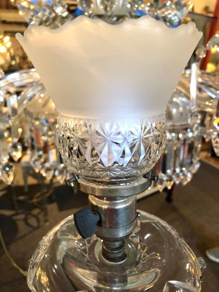 Victorian 19th Century Crystal & Lalique Style Cornelius & Baker Chandelier