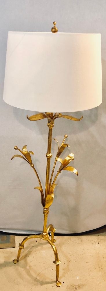 Hollywood Regency Tulip Form Solid Bronze Floor Standing or Tall Lamp
