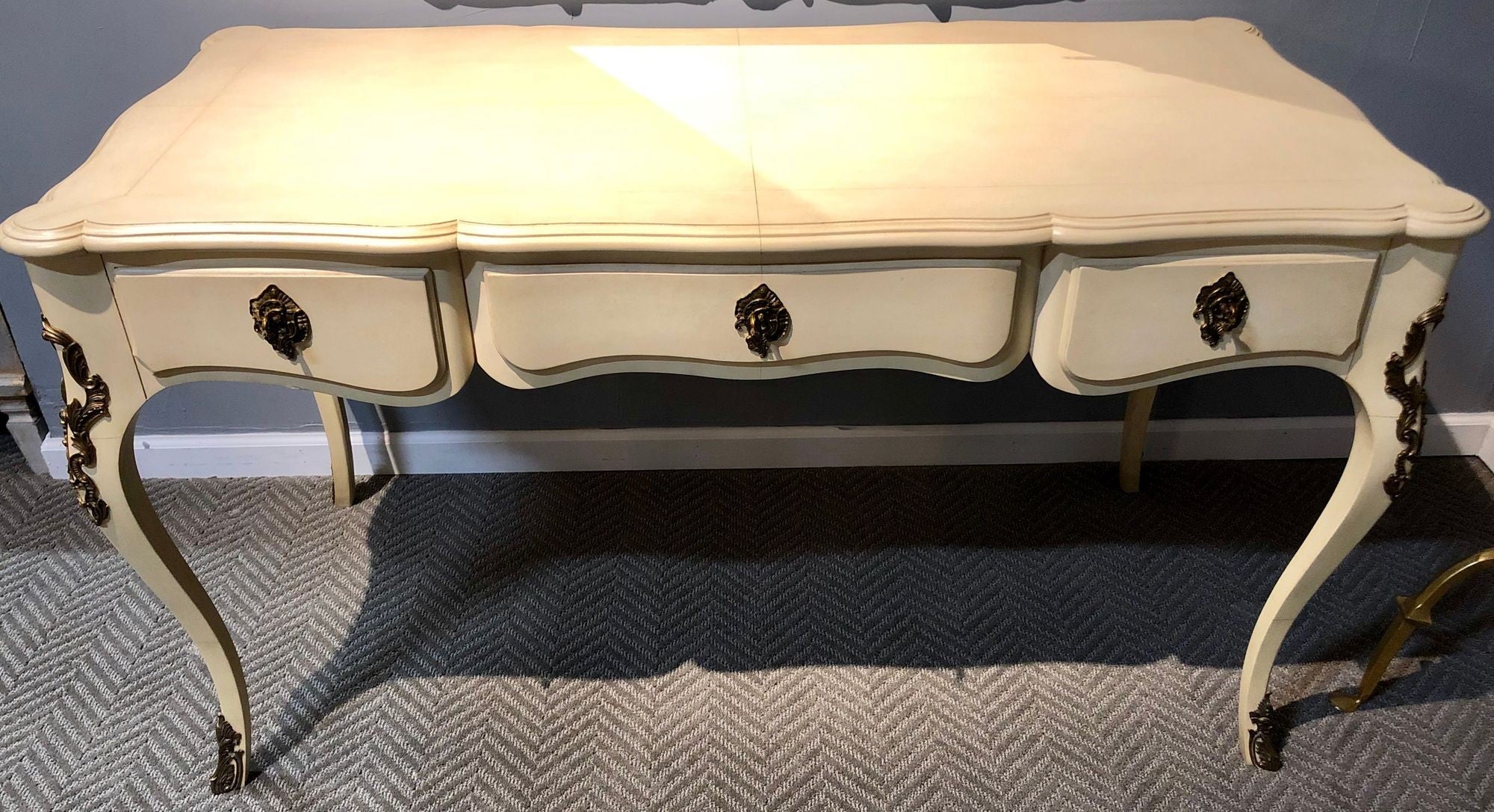 Hollywood Regency Style Parchment Desk Louis XV Style