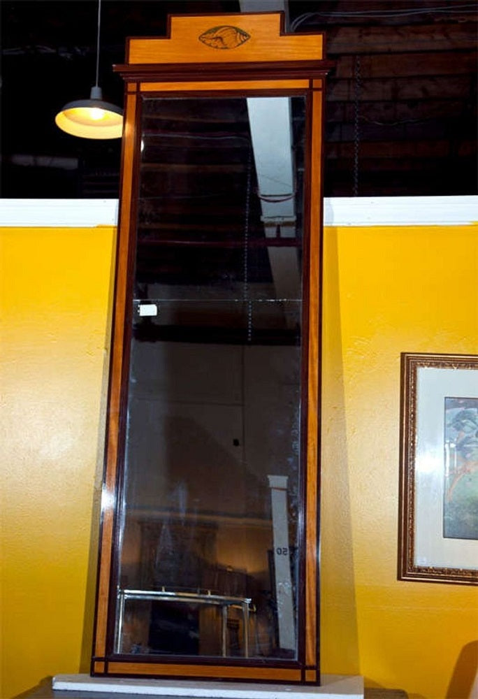 Monumental Vertical Wall Mirrors, Satinwood, Mahogany, England, 20th C.