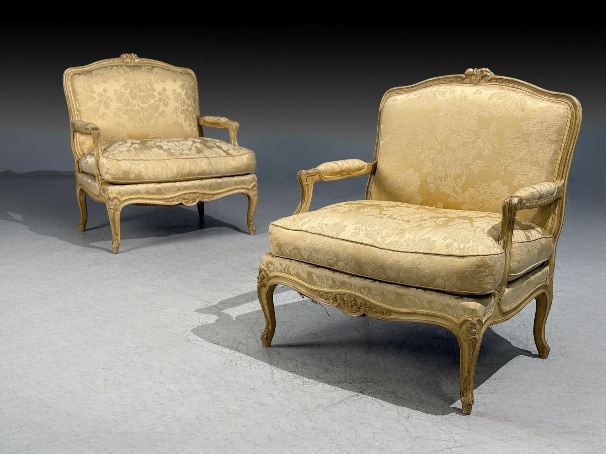 Maison Jansen, Louis XVI Armchairs, Giltwood, Fabric, France, 20th c.