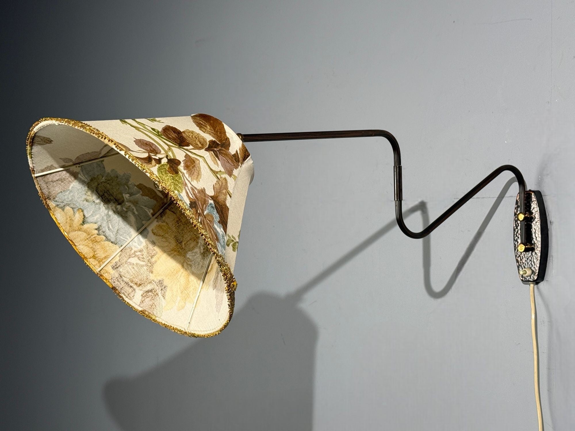 Swedish Modern, Adjustable Wall Light, Copper, Sweden, 1970s