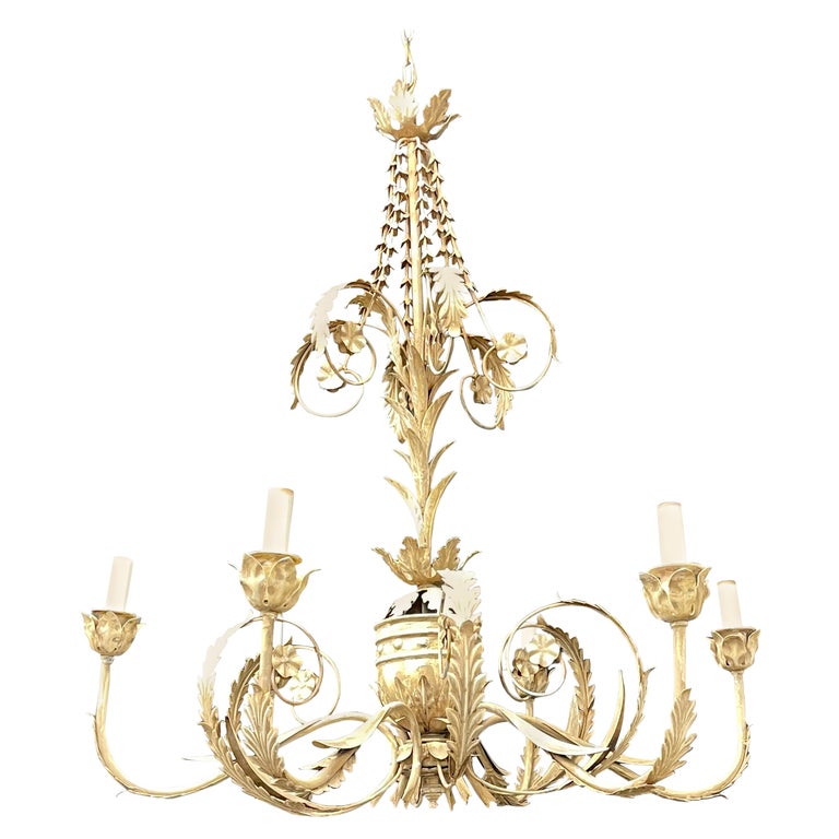 Italian Gilt Metal Chandelier having Six Lights