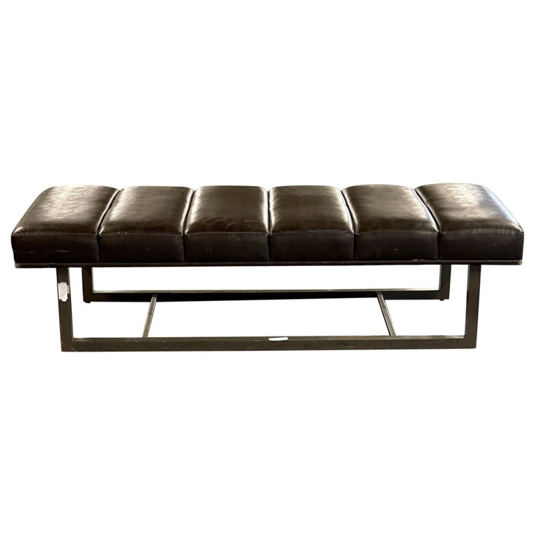 Mid-Century Modern Bench / Ottoman, Leather, Steel