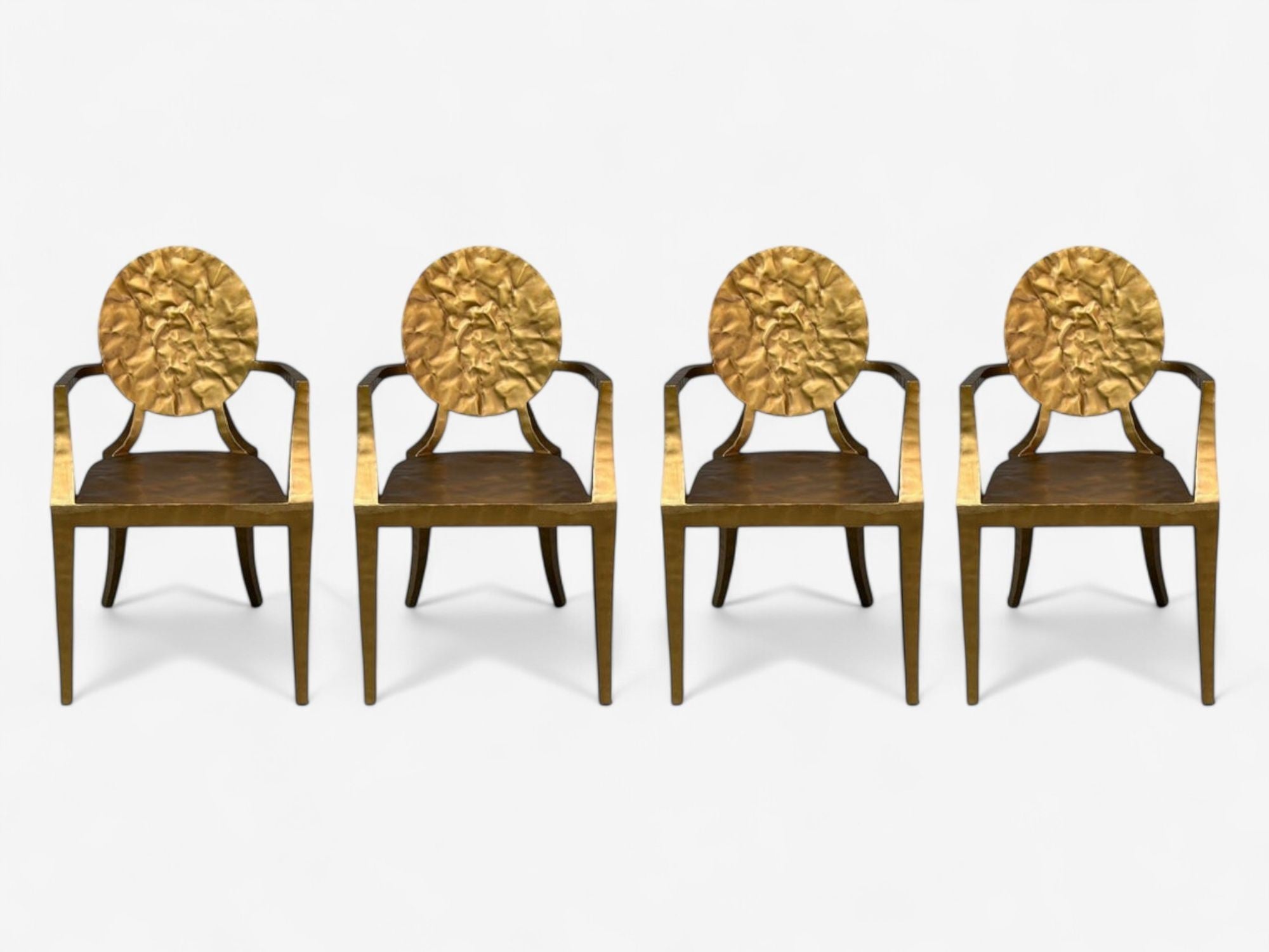 Made Goods, Hammered Gilt Iron, Six Daphne Dining Chairs, Philippines, 21st C.