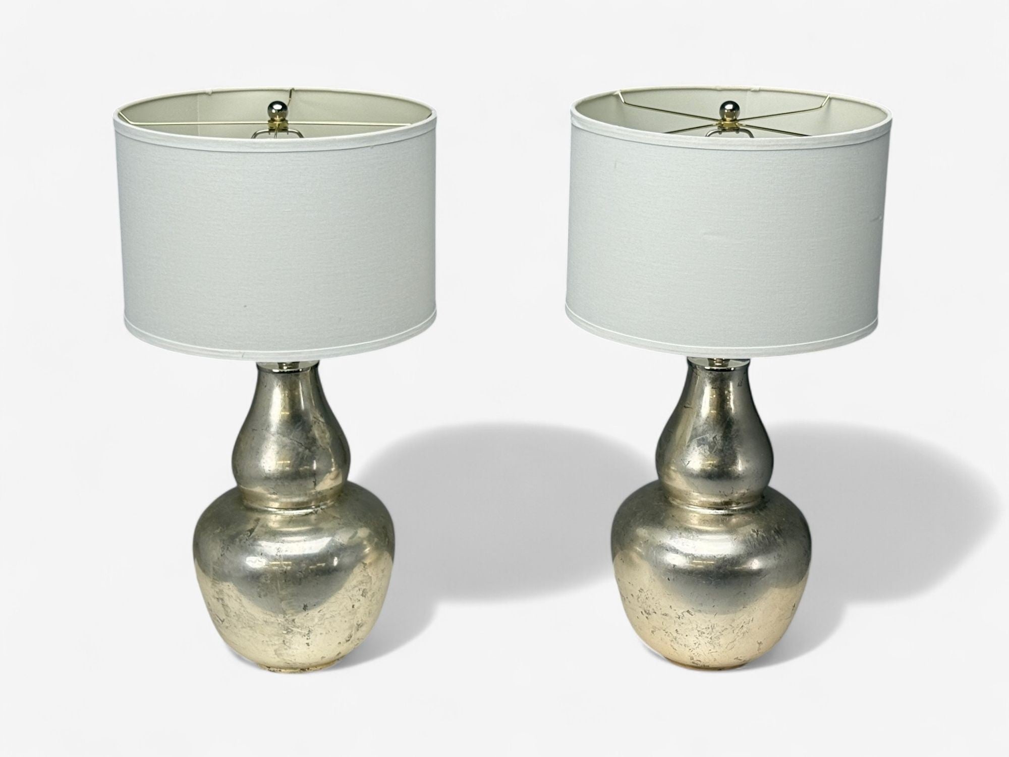 American Modern, Mercury Glass, Fabric, Table Lamps, USA, 1950s