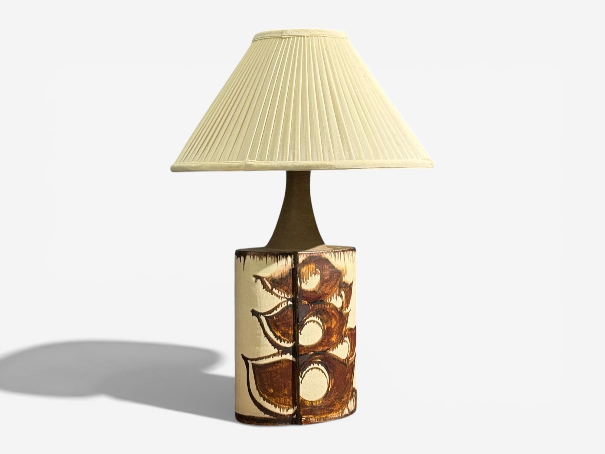 BJ Keramik, Large Table Lamp, Brown Stoneware, Denmark, 1960's