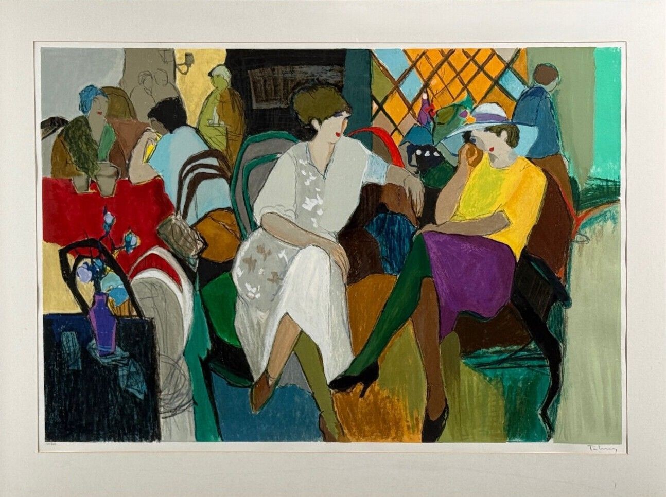 Itzchak Isaac Tarkay, Fauvism, Cafe Scene, Signed and Numbered Serigraph, 20th c.