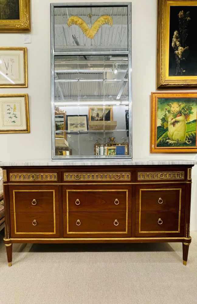 Pair of Art Deco Style Eglomise Wall or Console Mirrors, Maison Jansen Inspired
