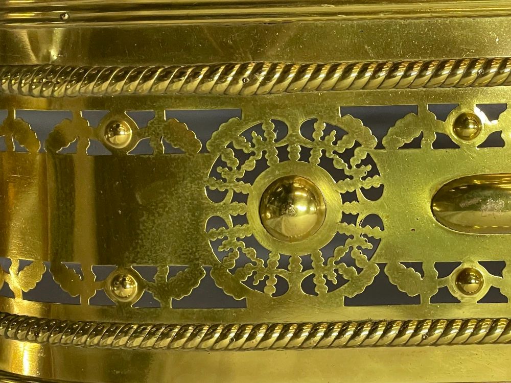 Antique Georgian Brass Fireplace Fender, Traditional Claw Foot Design