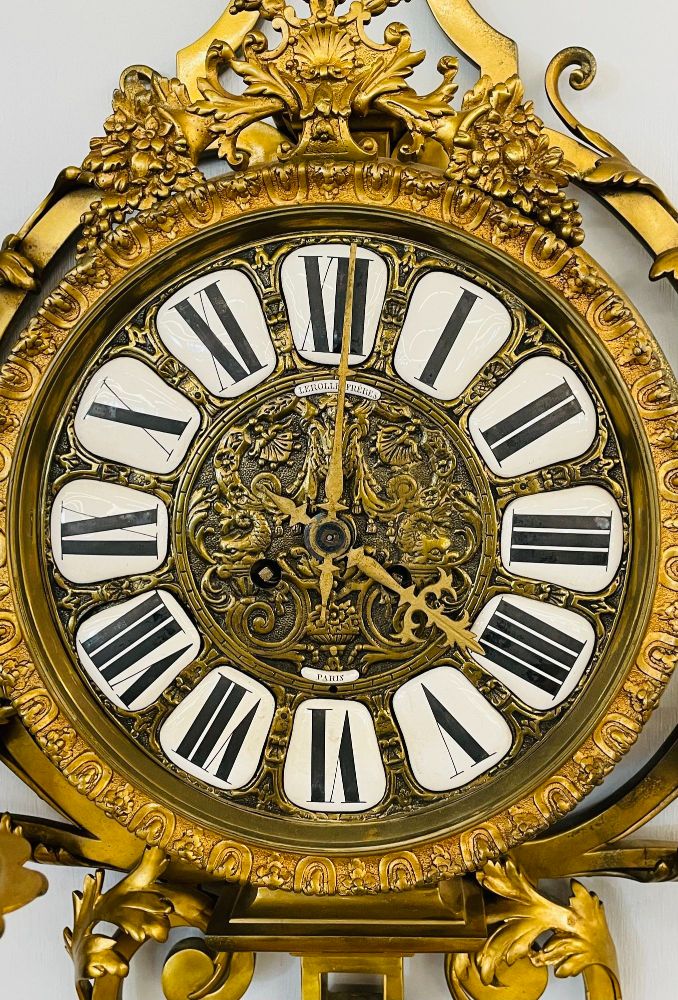 Bronze Sconce Wall or Cartel Clock. Lerolle Freres, Paris, Rare, Unusual