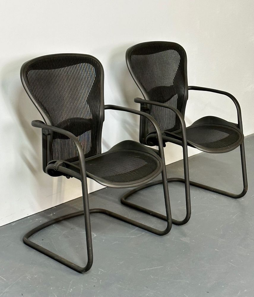Pair of Stamped Herman Miller Mid-Century Modern Desk / Office Chairs, Aluminum