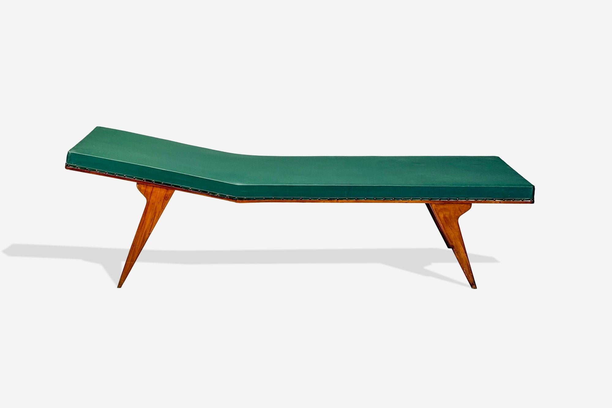 Italian Modern, Walnut, Leatherette, Chaise Lounge, Italy, 1950s