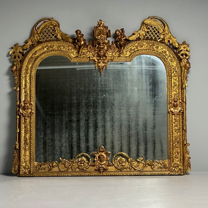 Italian Designer, Renaissance Style, Large Wall Mirror, Oil Gilded, Ca