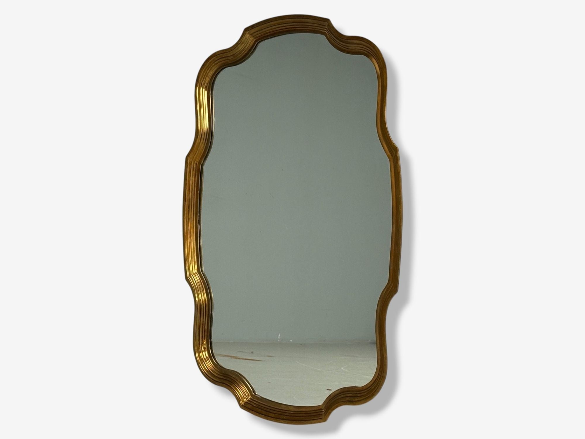 Hollywood Regency Style, Bronze, Scalloped Wall Mirror, USA, 1950s