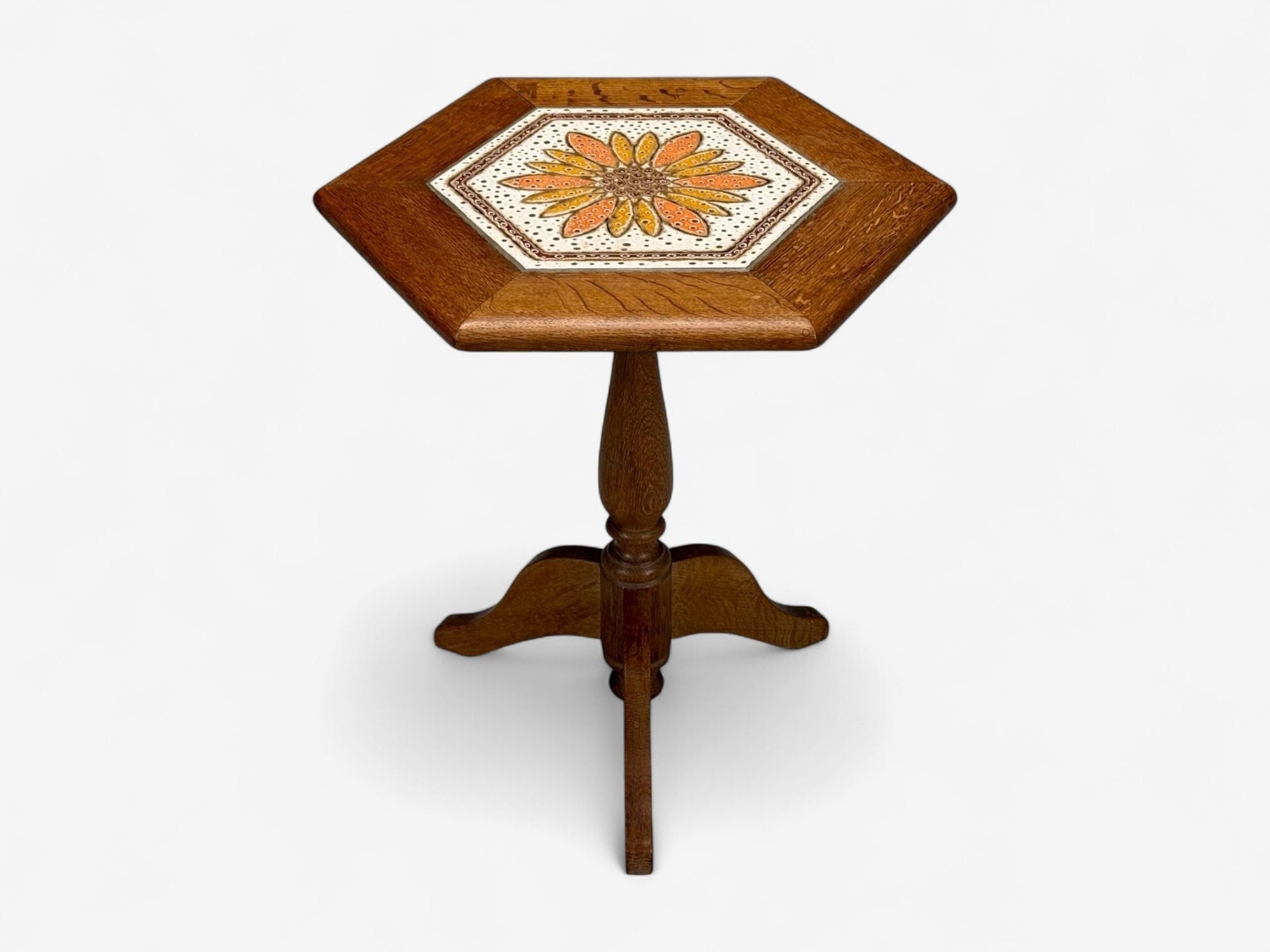 Danish Modern, Oak, Ceramic, Side Table, Denmark, 1975