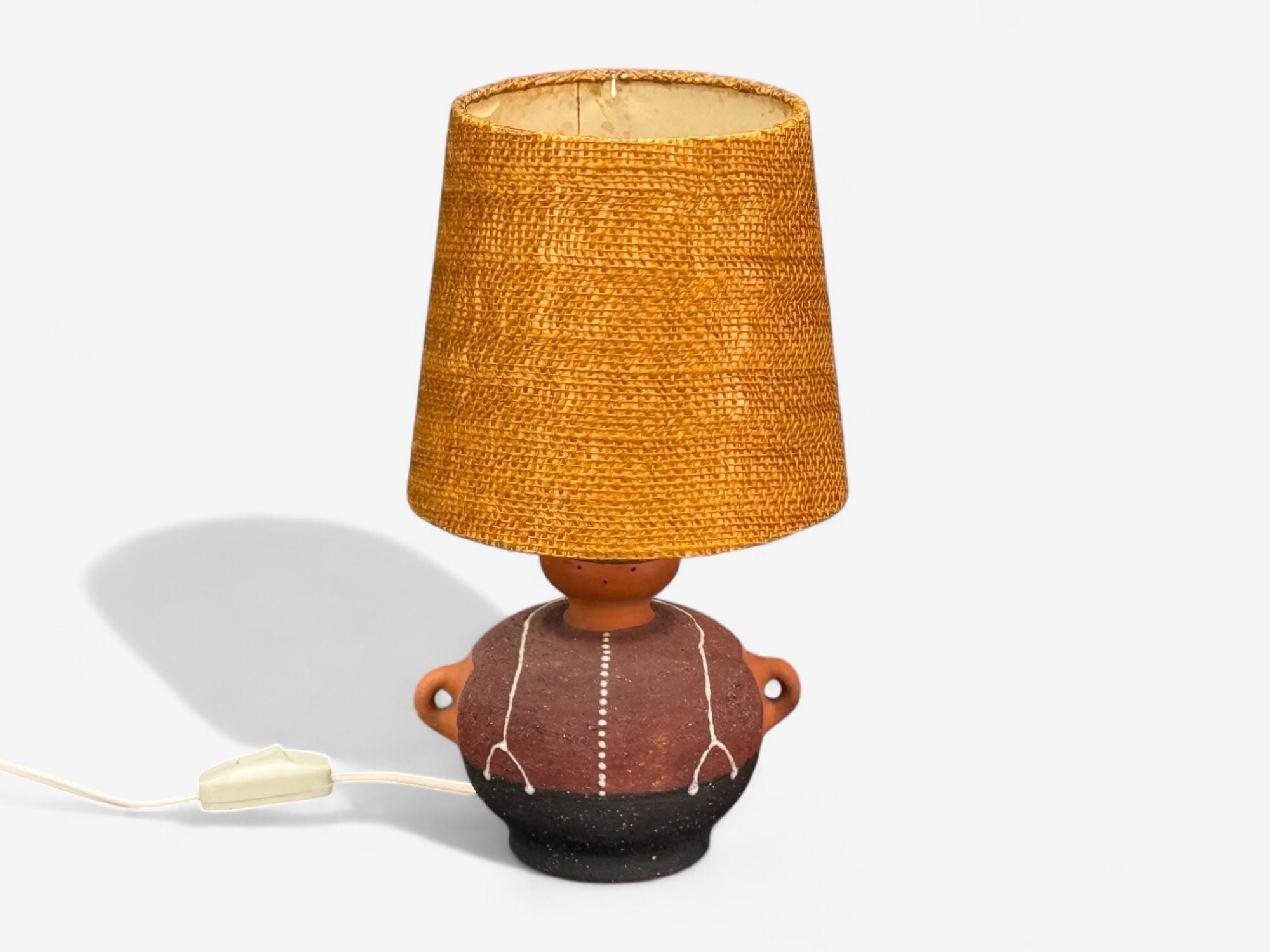 Thomas Hellström, Swedish Modern, Ceramic, Fabric, Table Lamp, Sweden, 1970s