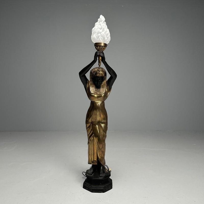 Regency, Floor Lamp, Egyptian Motif, Gilt Metal, Bronze, 1990s