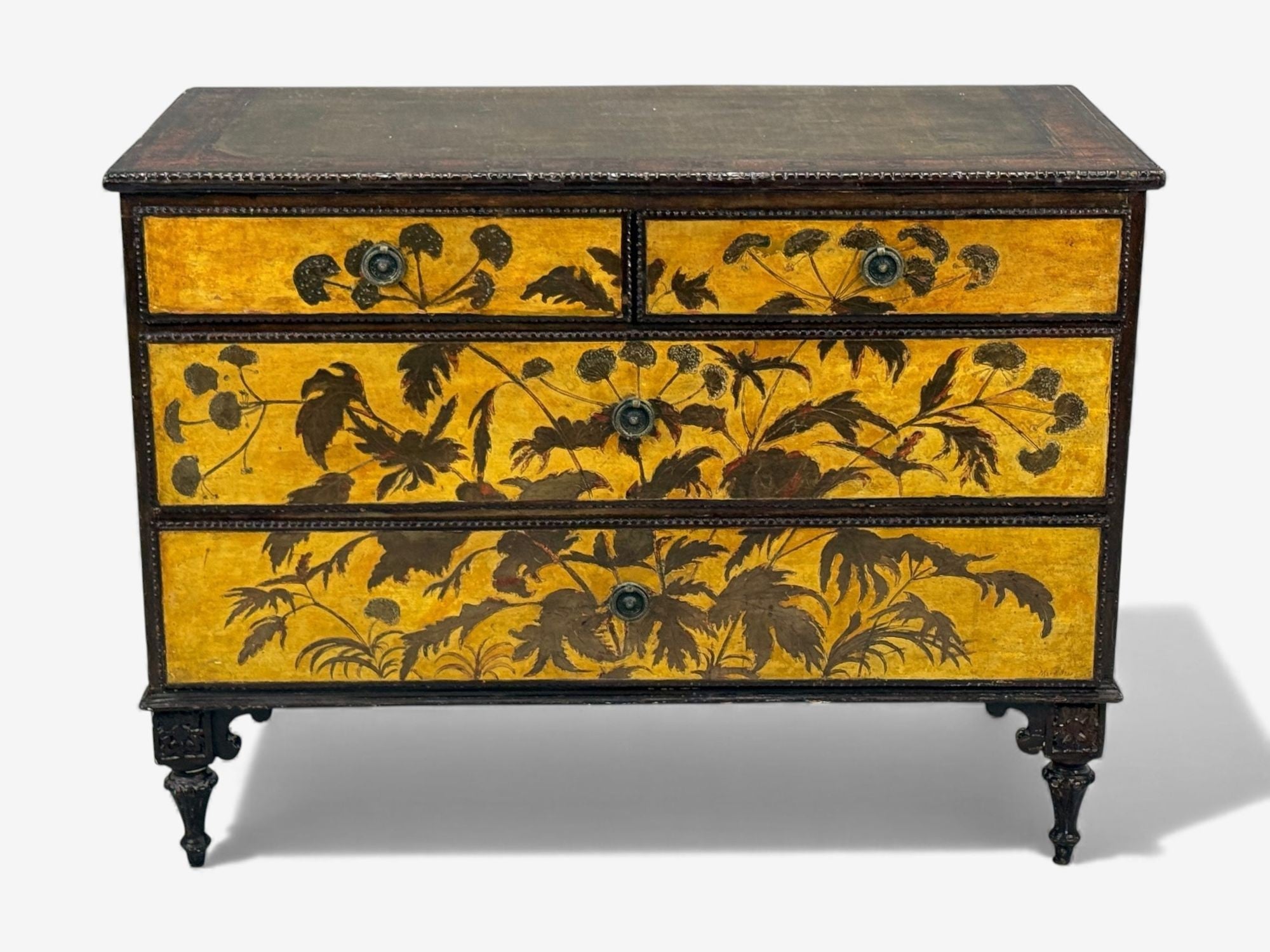 Max Kuehne, Silver Leaf, Painted Wood, Rare Commode, USA, 1950s