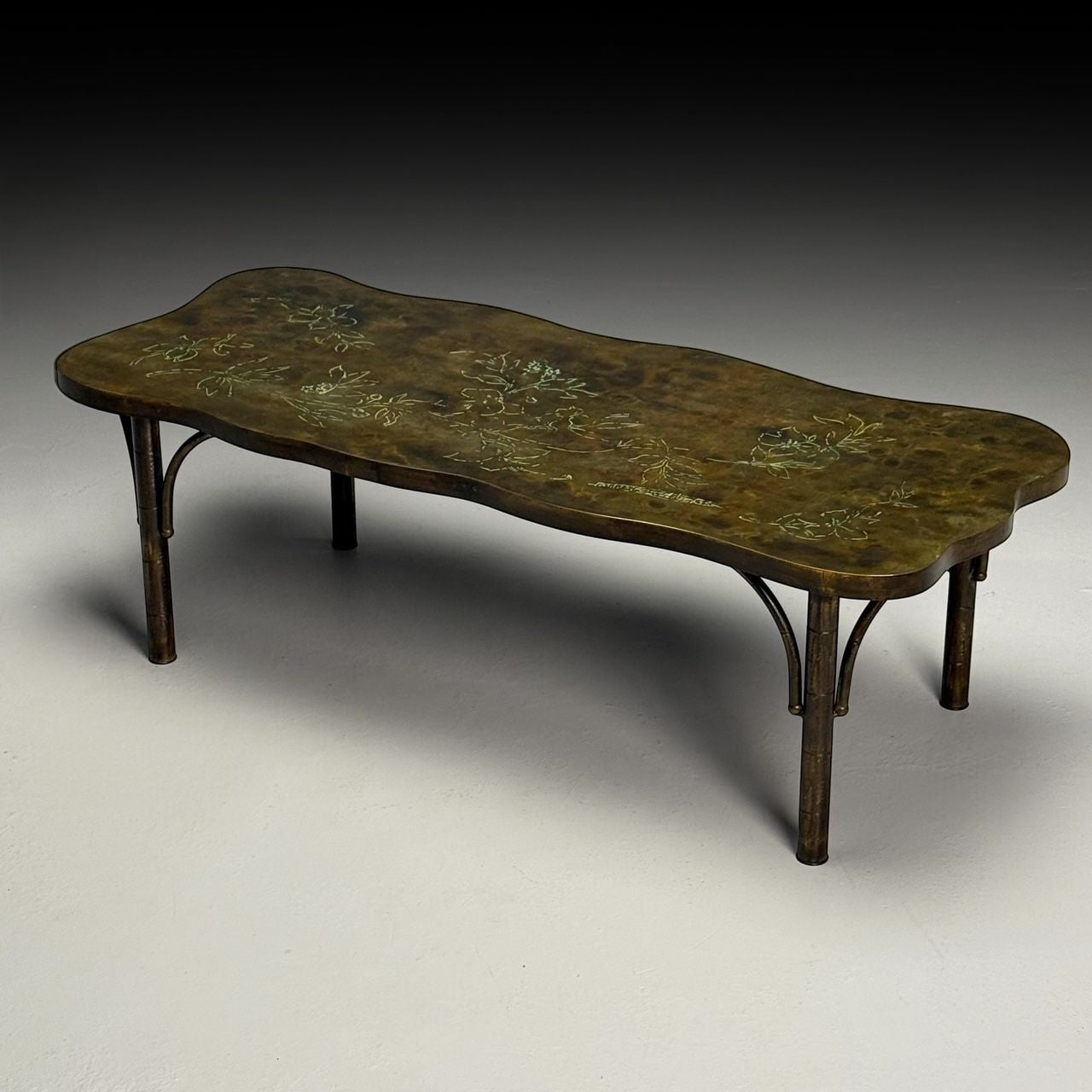 Philip & Kelvin LaVerne, Mid-Century Modern, Organic Form Coffee Table, Bronze