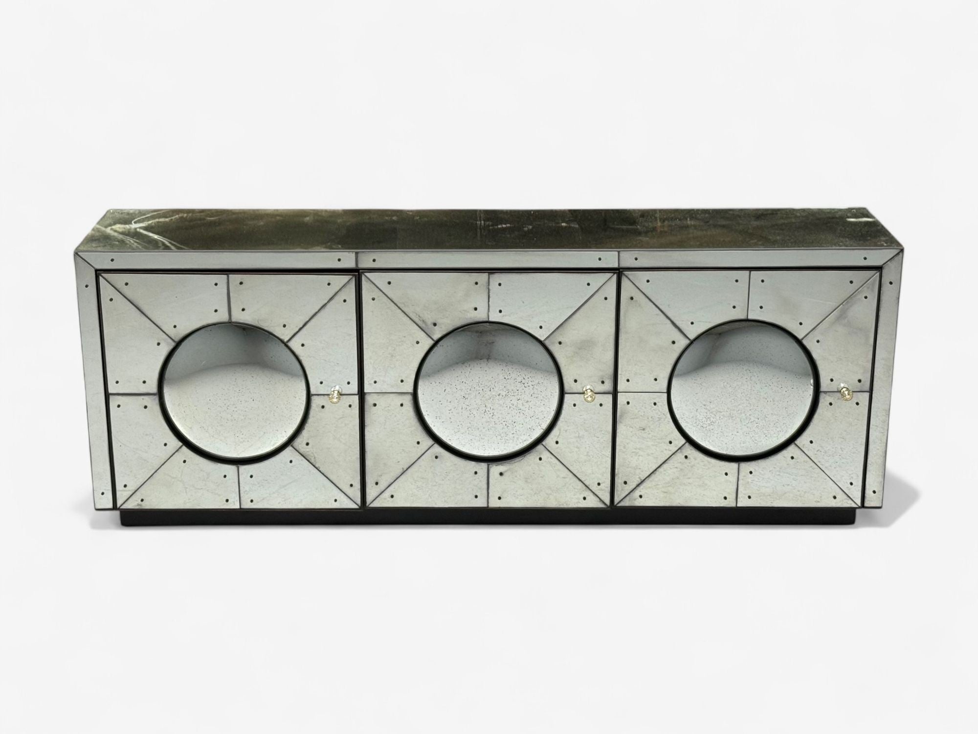 Art Deco Style, Painted Wood, Antique Glass, Mirrored Sideboard or Credenza