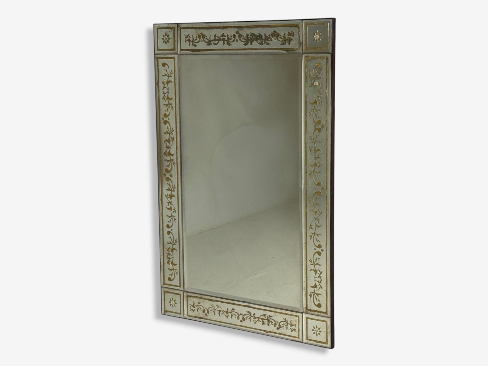 Maison Jansen Style, Verre Églomisé Glass, Wood, Venetian Wall Mirror, 20th c.