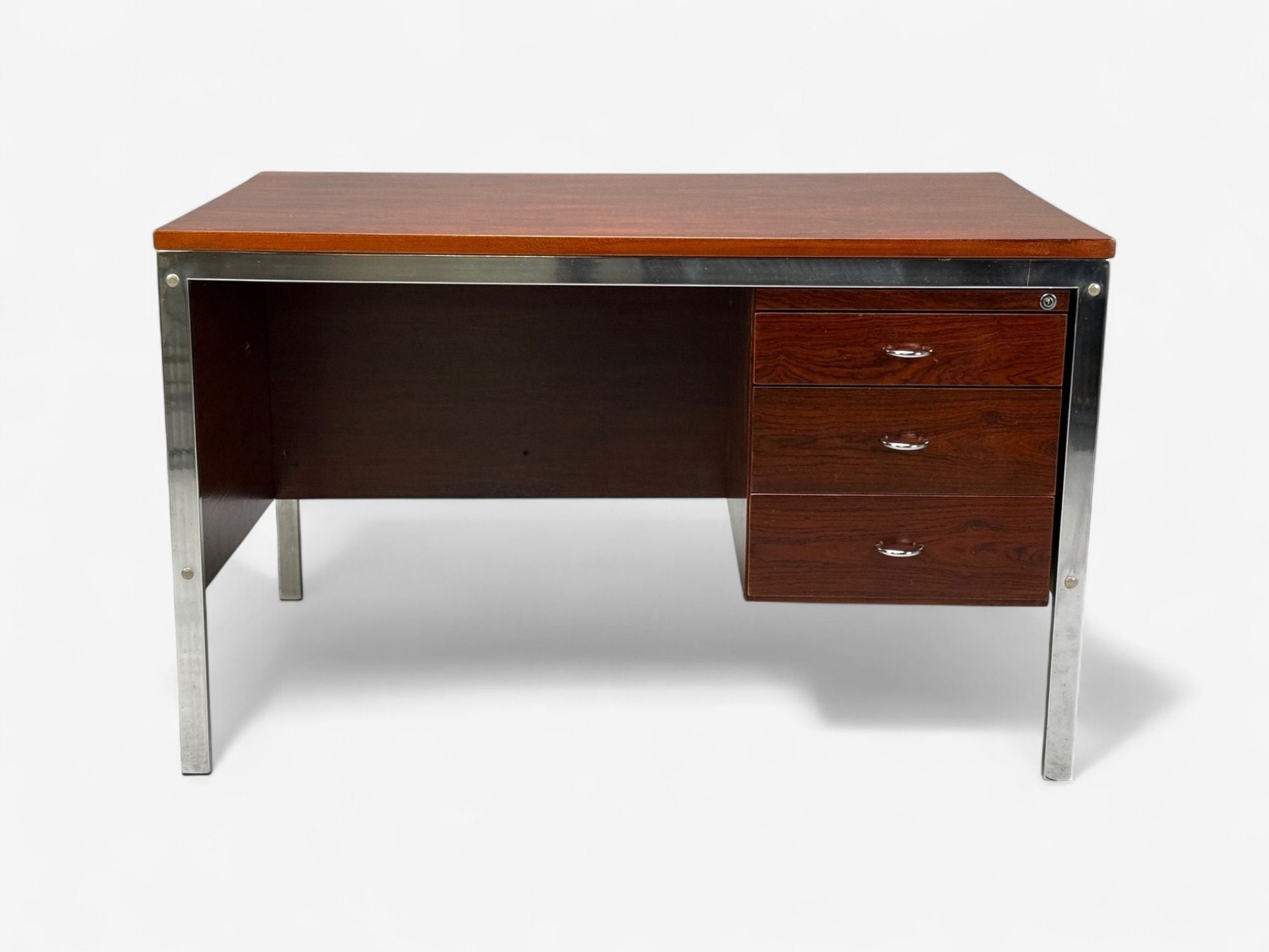 Jean Gillon, Brazilian Modern, Jacaranda, Chrome, Writing Desk, Brazil, 1960s