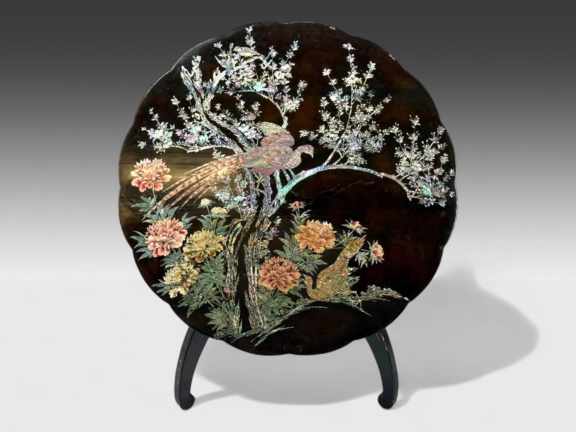 Chinese Export, Ebonized Wood, Mother-of-Pearl, Center Table, China, 1900