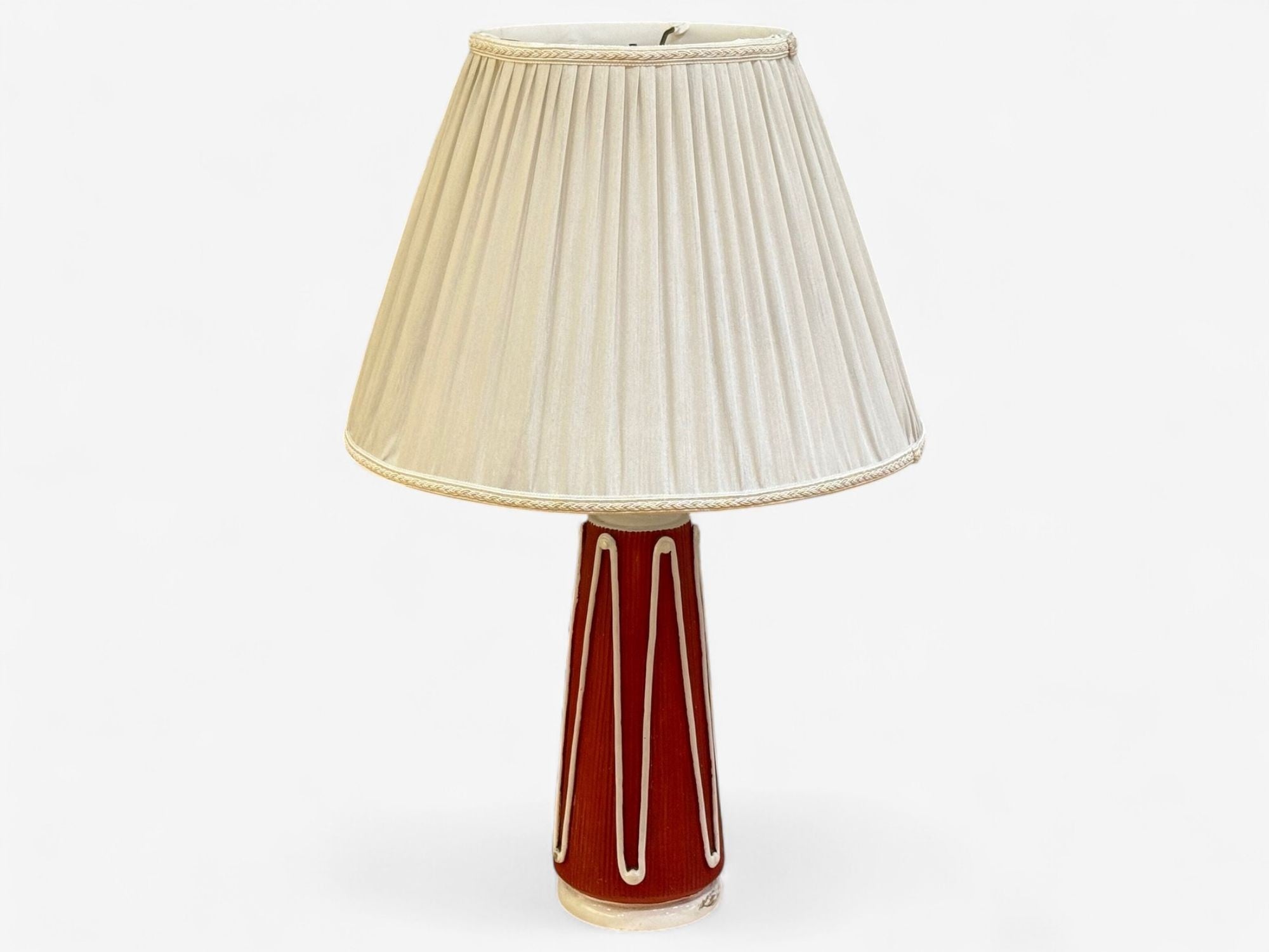 Italian Modern, Red Ceramic, Table Lamp, Italy, 1950s
