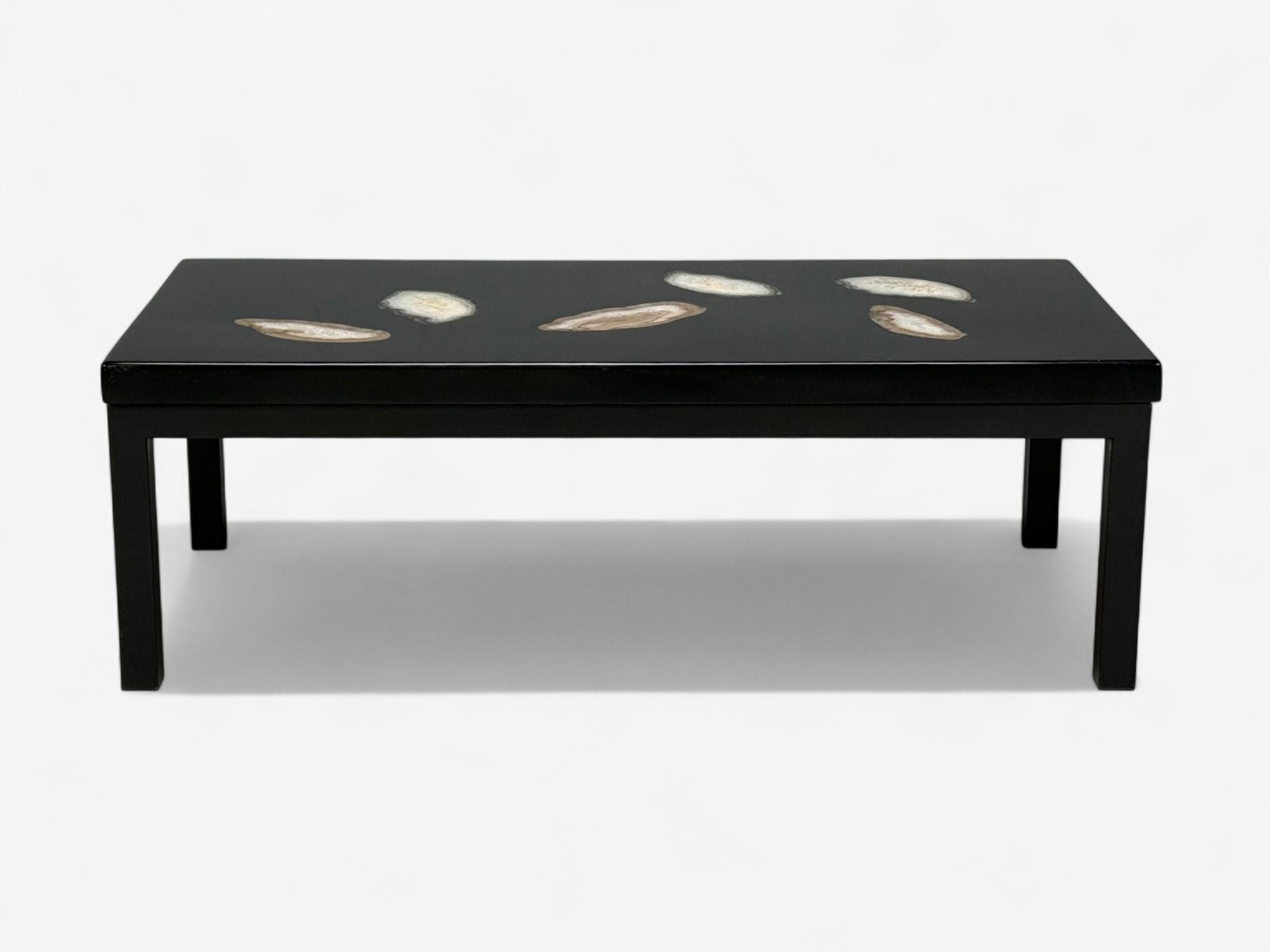 Ado Chale, Black Resin, Agate, Coffee Table, Belgium, 1990s