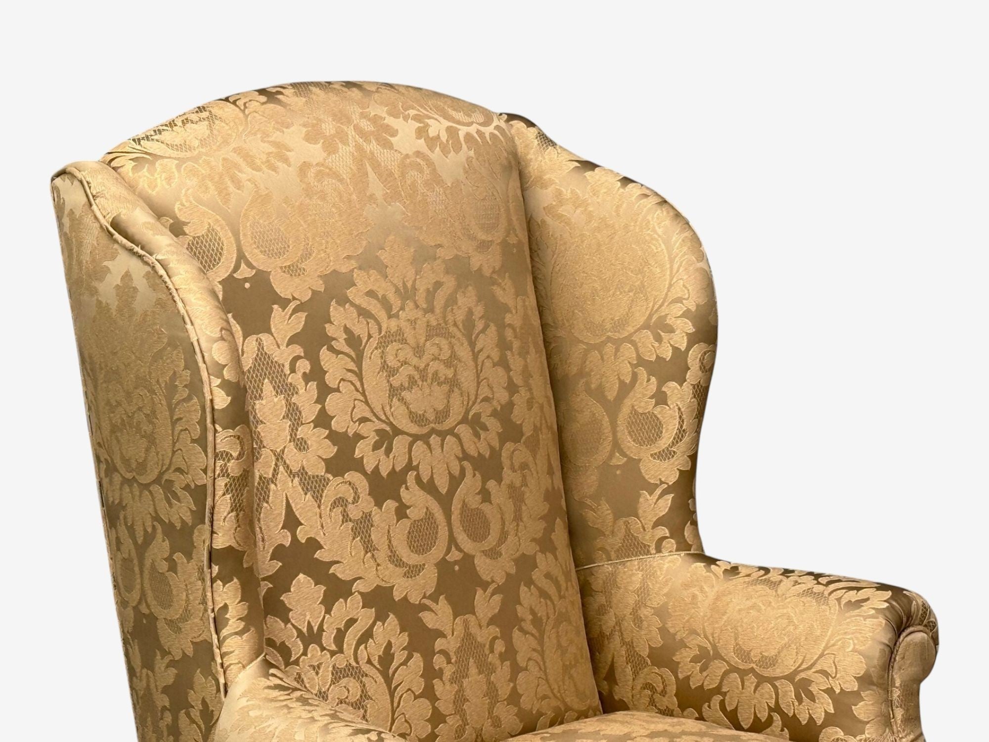 Queen Anne, Wingback Chair, Fabric, Mahogany, England, 19th c.