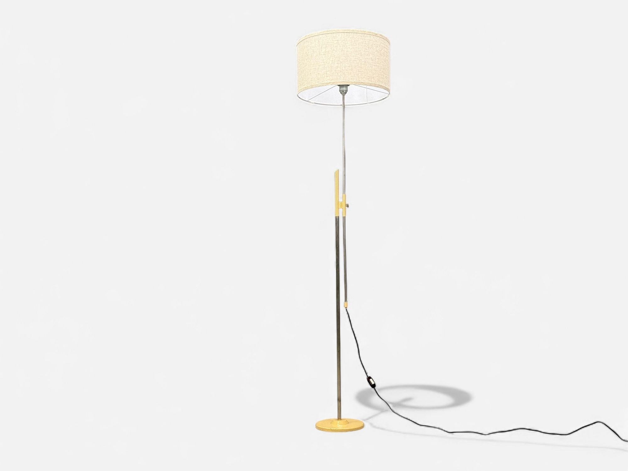 Polish Modern, Steel, Lacquered Metal, Adjustable Floor Lamp, Poland, 1960s