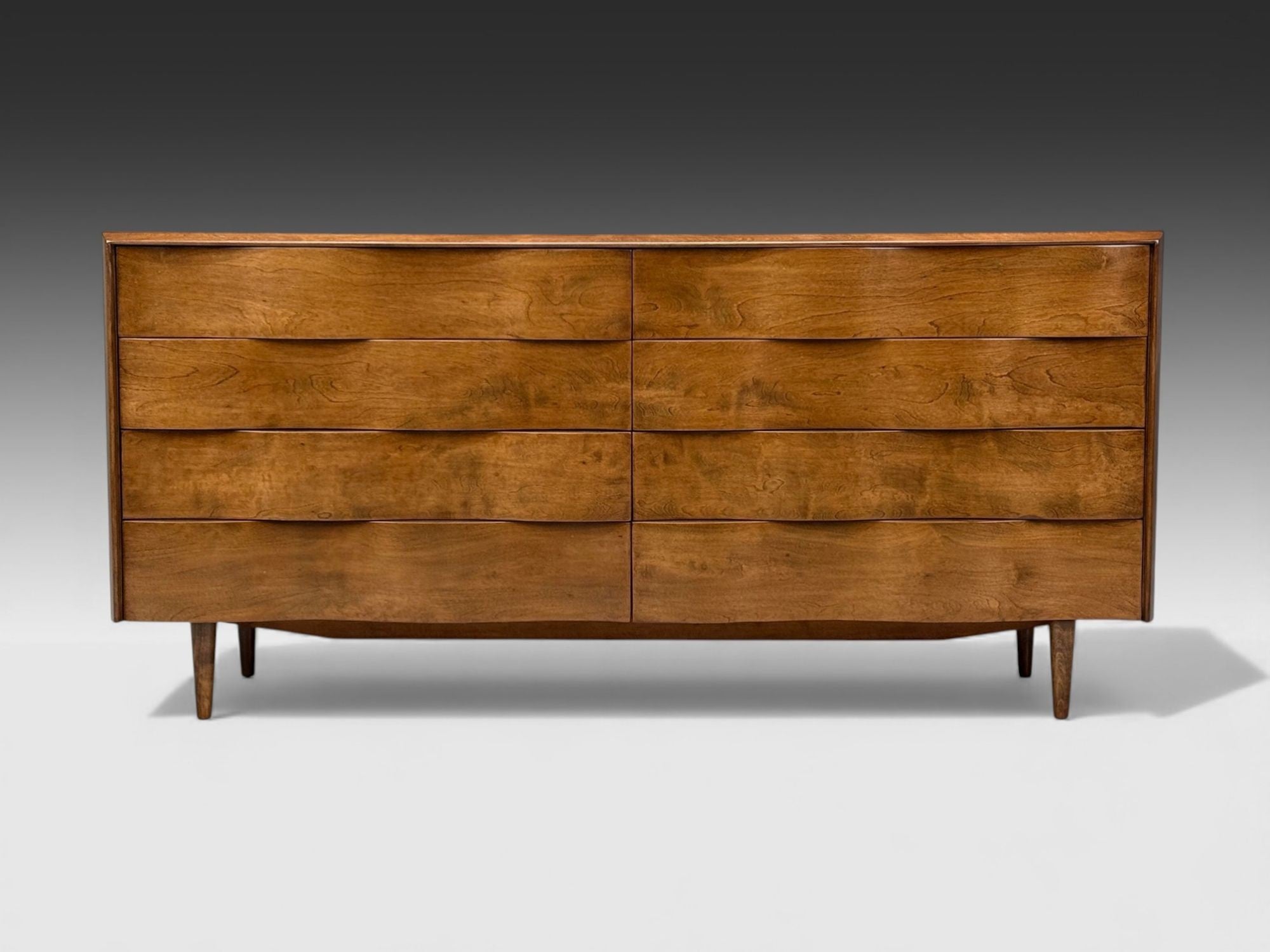 Edmond J Spence, Swedish Modern, Maple, Rare Wave Dresser, 1950s