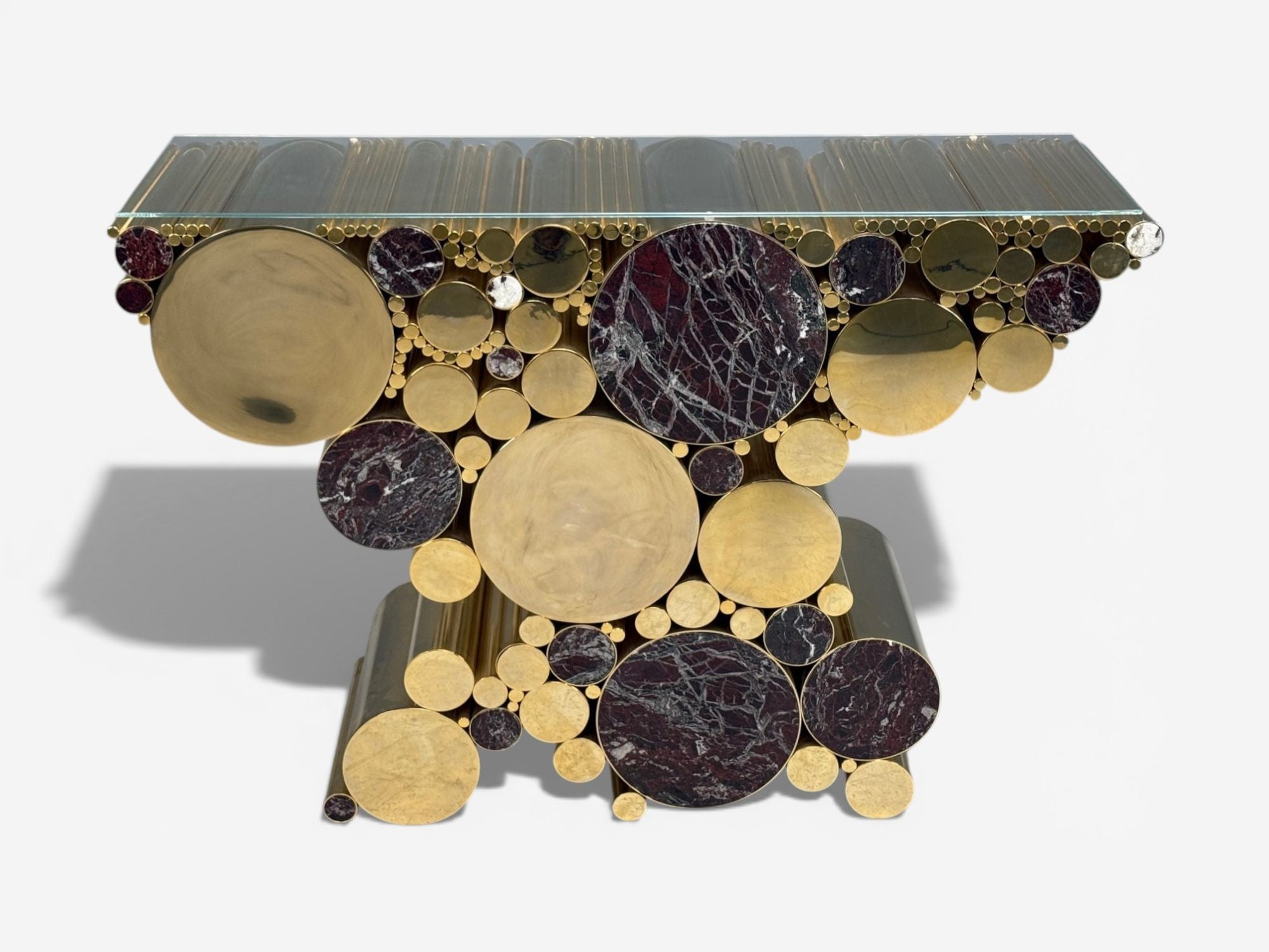 Malabar, Polished Brass, Marble, Wanderlust Console, Portugal, 21st c.