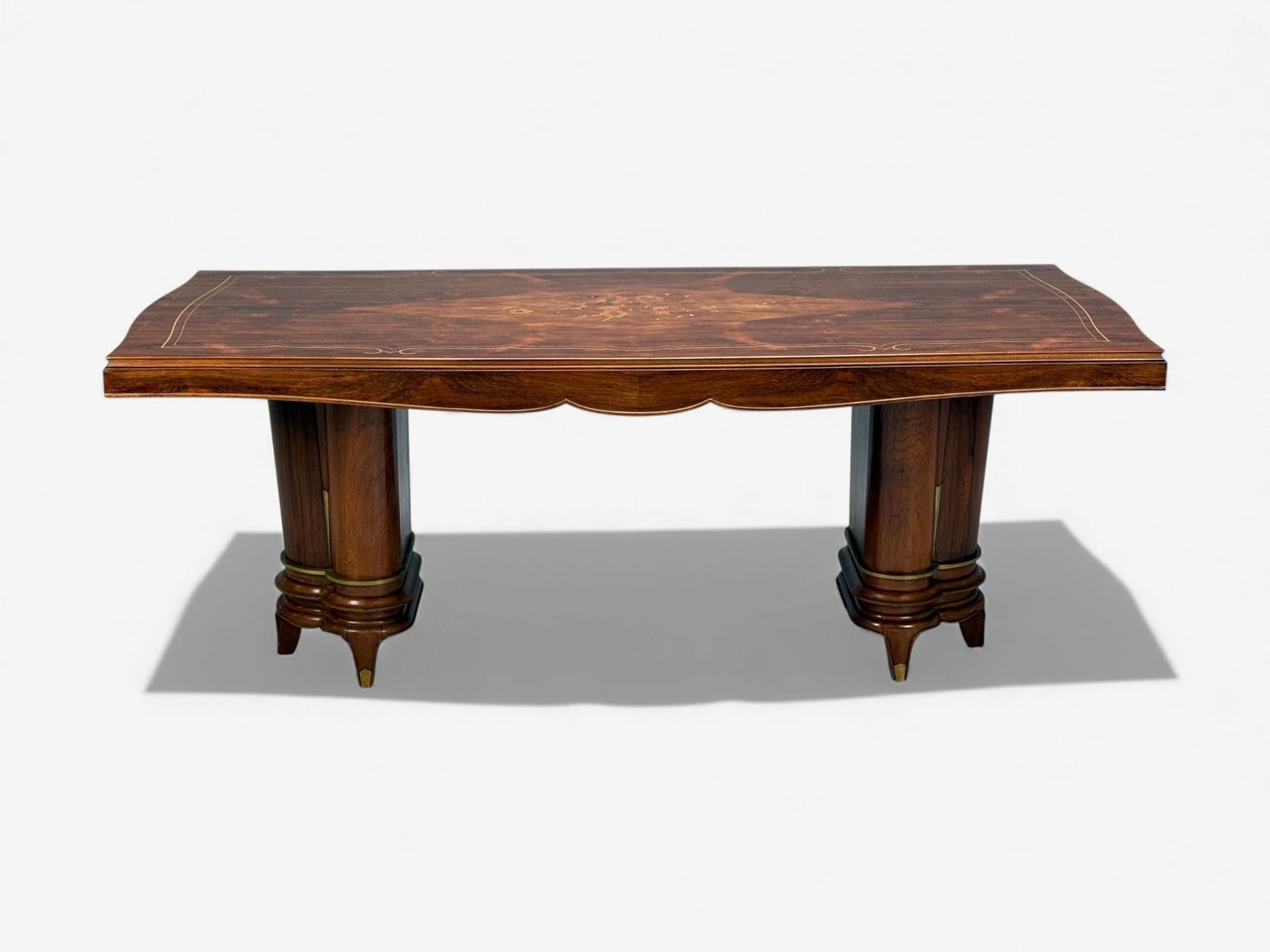 Jules Leleu, French Art Deco, Rosewood, Abalone, Rare Dining Table, France, 1930s