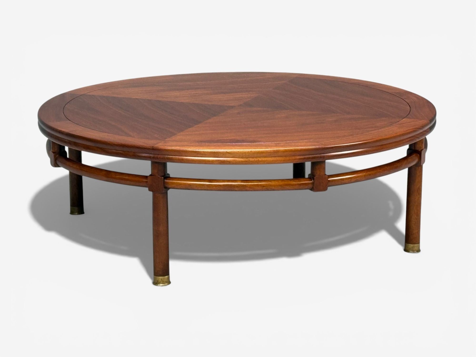 T.H. Robsjohn-Gibbings, Round Coffee Table, Brass, Walnut, USA, 1960s