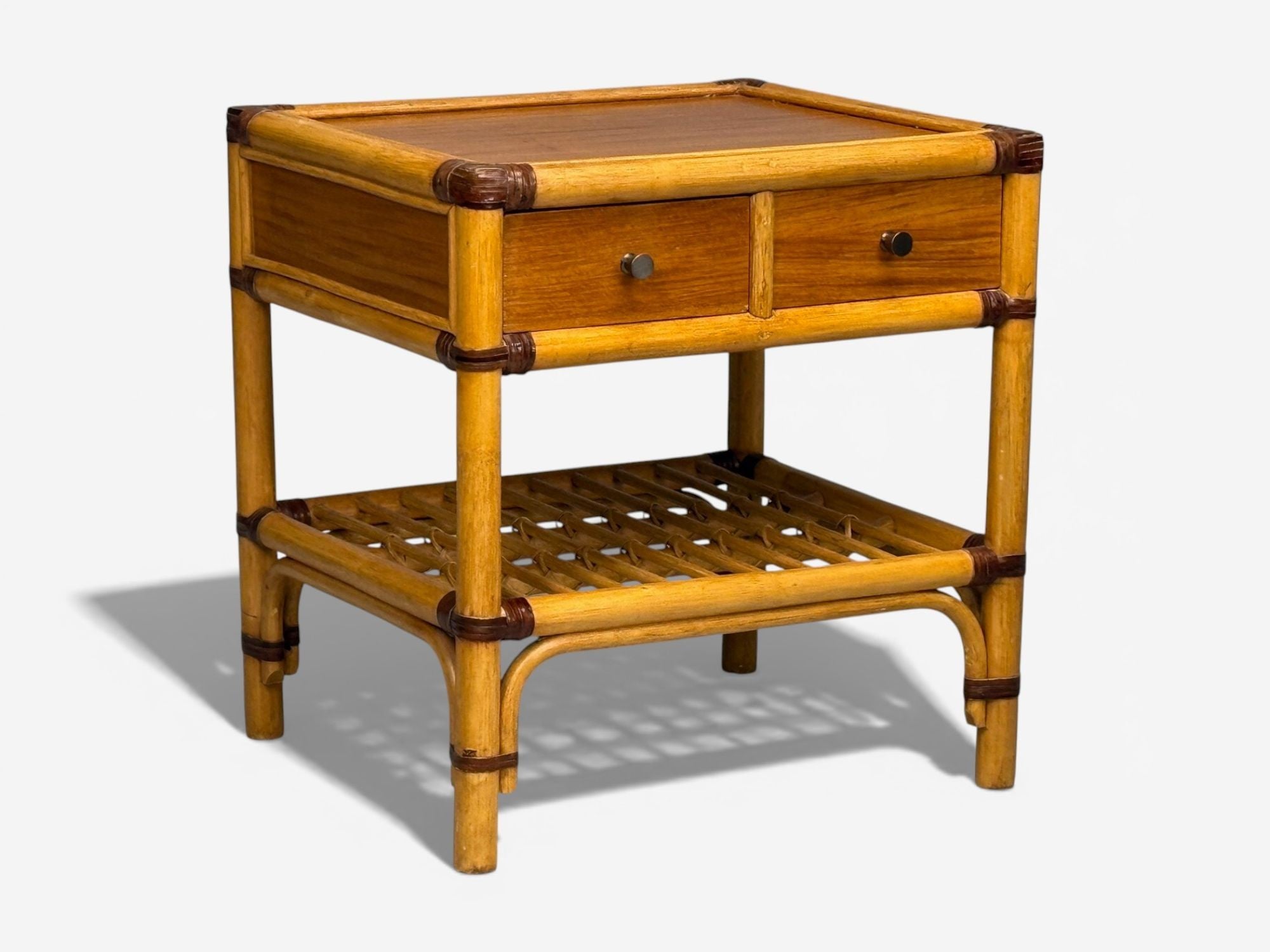 Kenneth Bergenblad, Nightstands, Bamboo, Rattan, Brass, Sweden, 1970s