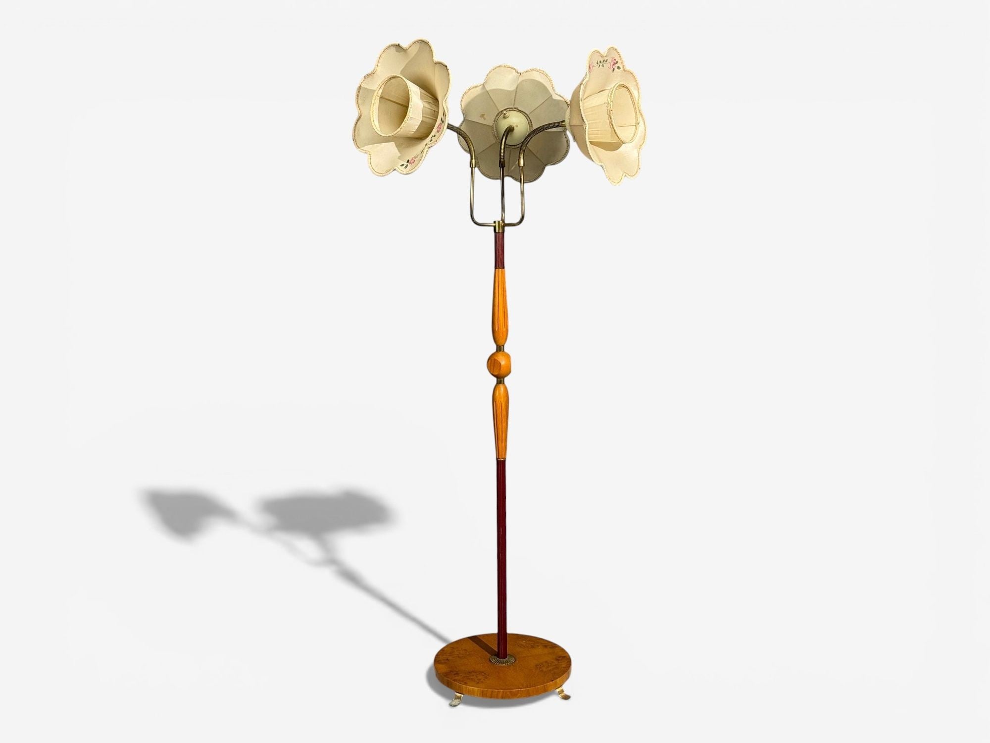 Swedish Modern, Adjustable Floor Lamp, Wood, Metal, Sweden, 1950s