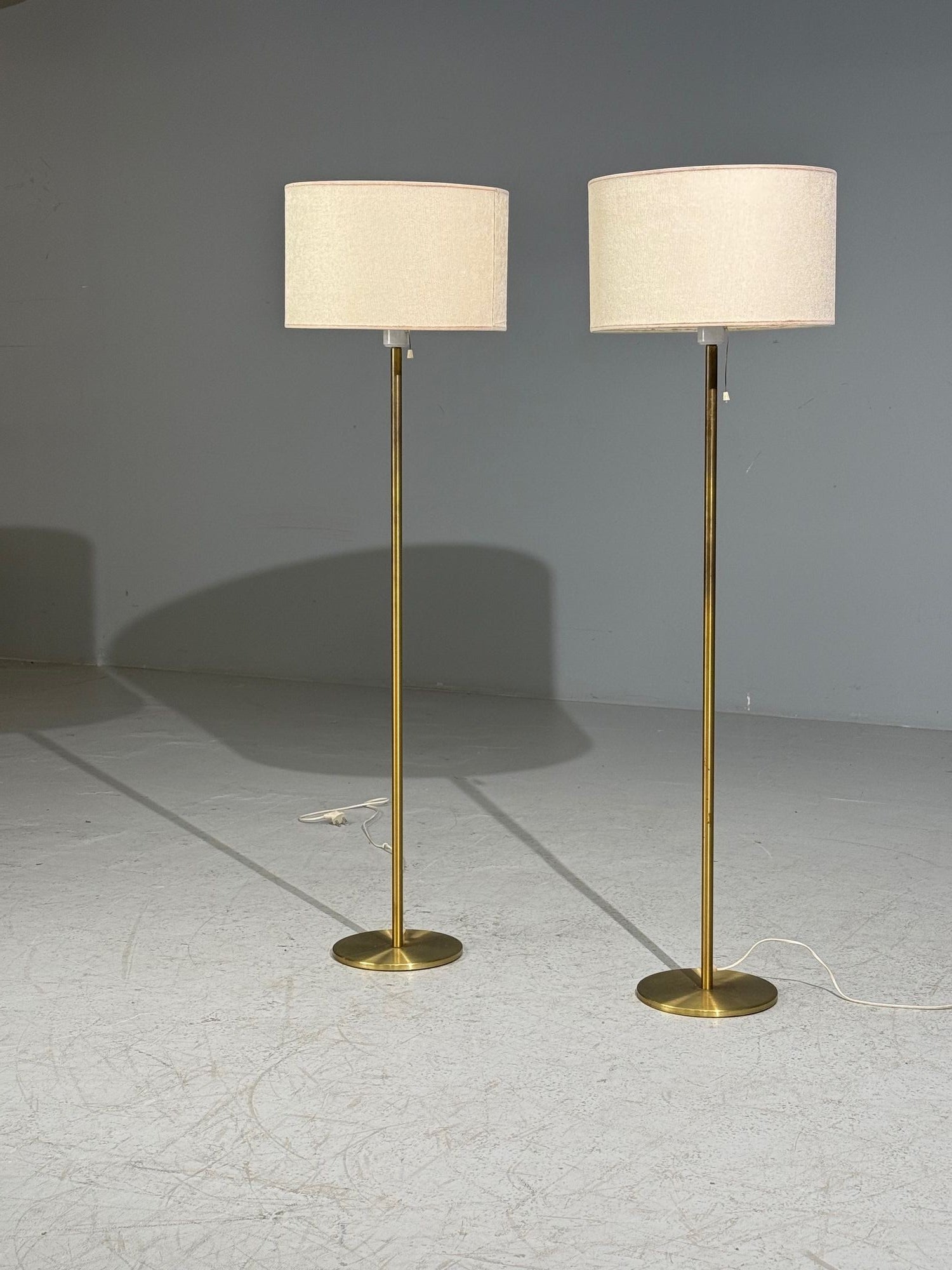 Luxus Vittsjö, Floor Lamps, Patinated Brass, Sweden, 1960s